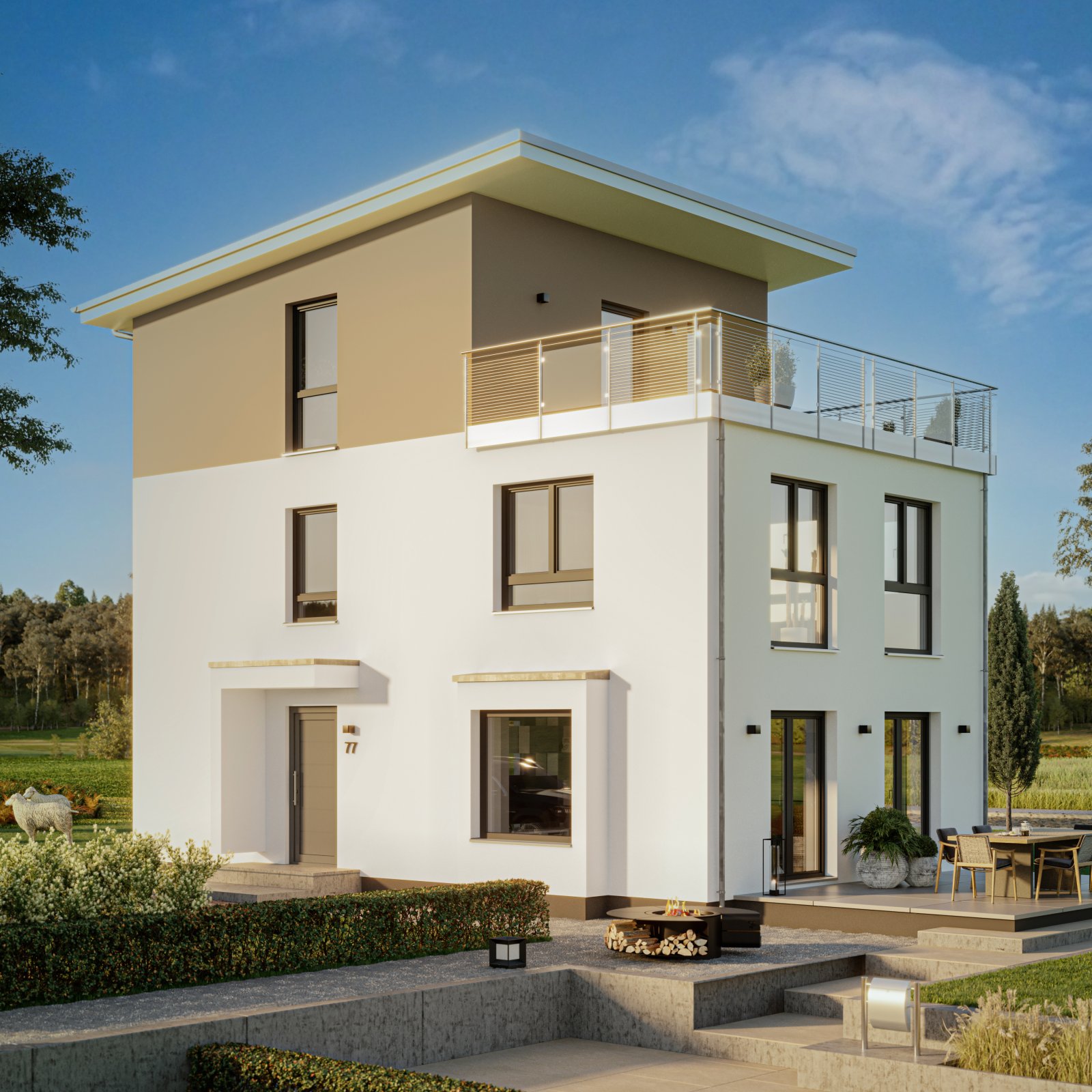 Bauen mit Bien-Zenker! | Elegantes Einfamilienhaus (Pultdach) mit 3 Etagen