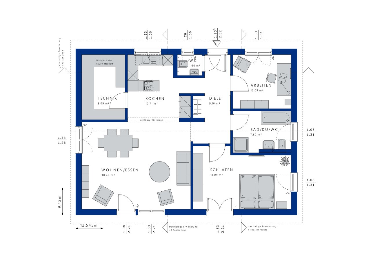 100 m² komfortabel Wohnen auf einer Ebene